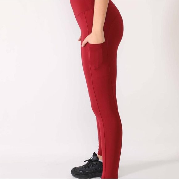 CM fashion womens leggings color burgundy NWT - Picture 3 of 9